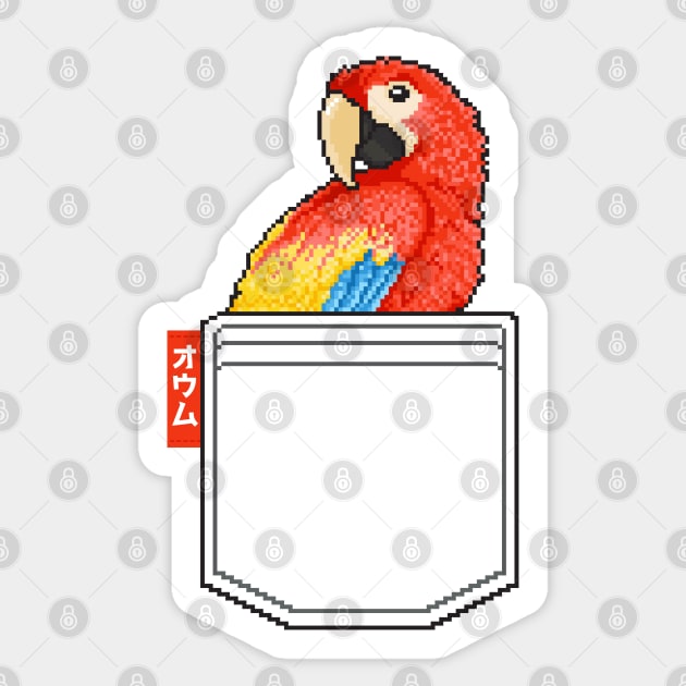 Cute Pocket Bird Pixel Parrot Sticker by TeeTowArt